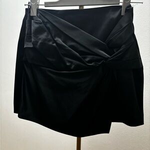 Zara black mini ruched tie skirt
